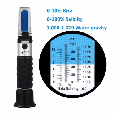 Refrattometro portatile 0-10%Metro di prova digitale Brix 0-100%Temperatura automatica di salinità