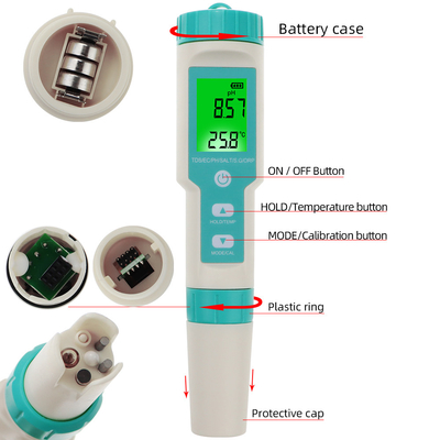 2024 Digital 7 in 1 Salinity TDS Units Tester dell'acqua per misurazione del pH/TDS/EC/TEMP