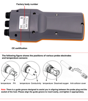 Combo 5 in 1 PH/COND./D.O/TEMP Misuratore dell'acqua per stagno portatile per pesci aquaponica AZ86031 IP67