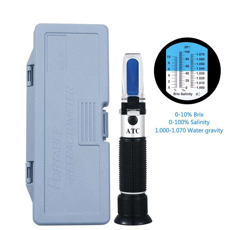 Refrattometro portatile 0-10%Metro di prova digitale Brix 0-100%Temperatura automatica di salinità