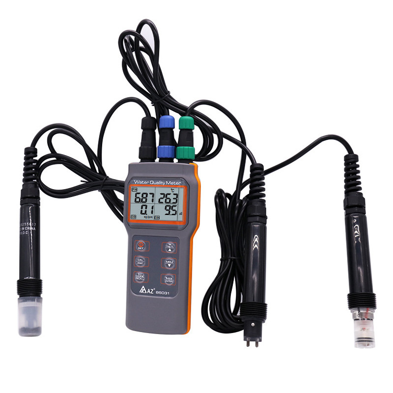 Combo 5 in 1 PH/COND./D.O/TEMP Misuratore dell'acqua per stagno portatile per pesci aquaponica AZ86031 IP67
